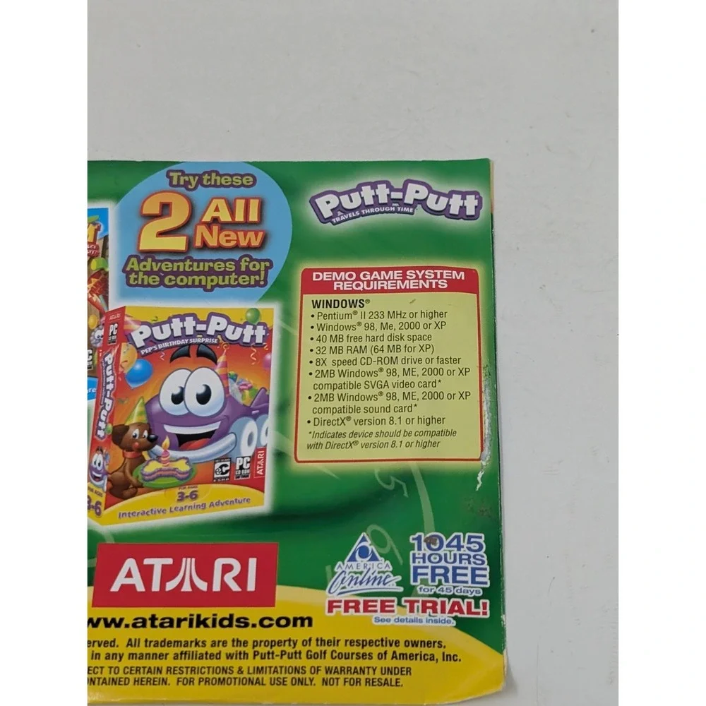 Putt-Putt Travels Through‎ Time PC Game DEMO Quiznos Kids Meal 2003 RARE VTG